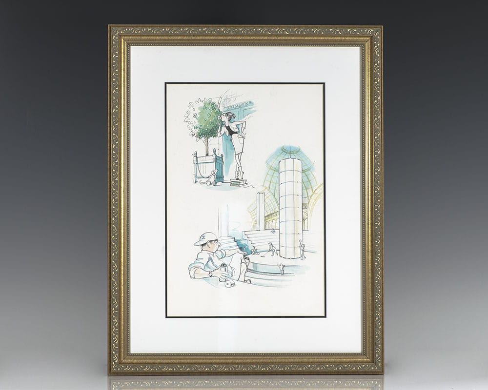 Hilary Knight Original Chanel Watercolor Illustration.