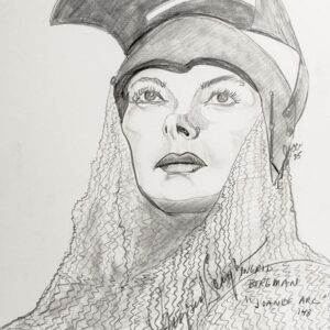 Ingrid Bergman Signed P.B. Socci Sketch.