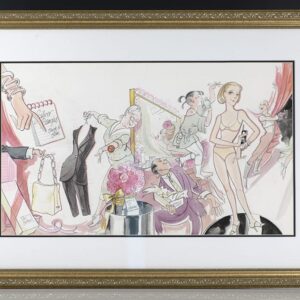 Original Hilary Knight Lisa Kirk Watercolor Portrait.