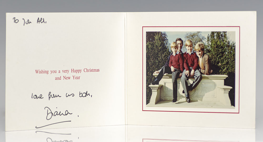 Princess Diana Signed Christmas Card.
