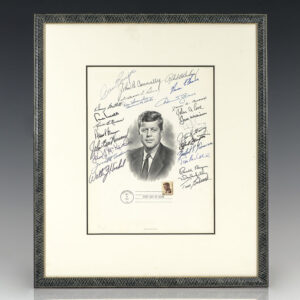 Ronald Reagan Signed John F. Kennedy Engraved Portrait.