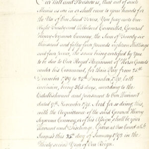 King George III Autograph Letter Signed Regarding Pay of the Royal Regiment of Horse Guards.