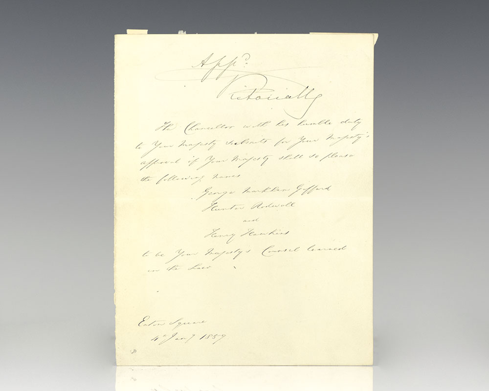 Queen Victoria Legal Counsel Appointment Signed.