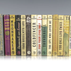Complete Set of 14 First Edition James Bond Novels: Casino Royale, Live and Let Die, Moonraker, Diamonds are Forever, From Russia with Love, Dr. No, Goldfinger, For Your Eyes Only (short stories including A View to a Kill and Quantum of Solace), Thunderball, The Spy Who loved Me, On Her Majesties Secret Service, You Only Live Twice, The Man with the Golden Gun, Octopussy and The Living Daylights