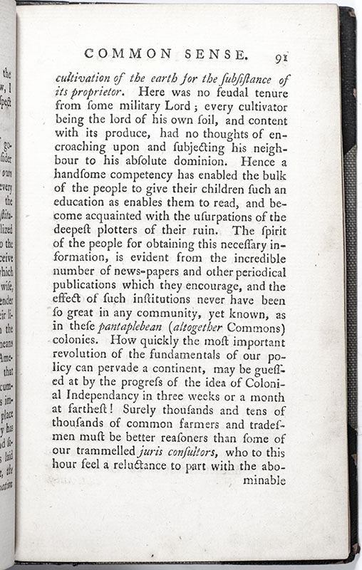 Large Additions to Common Sense; Addressed to the Inhabitants of America