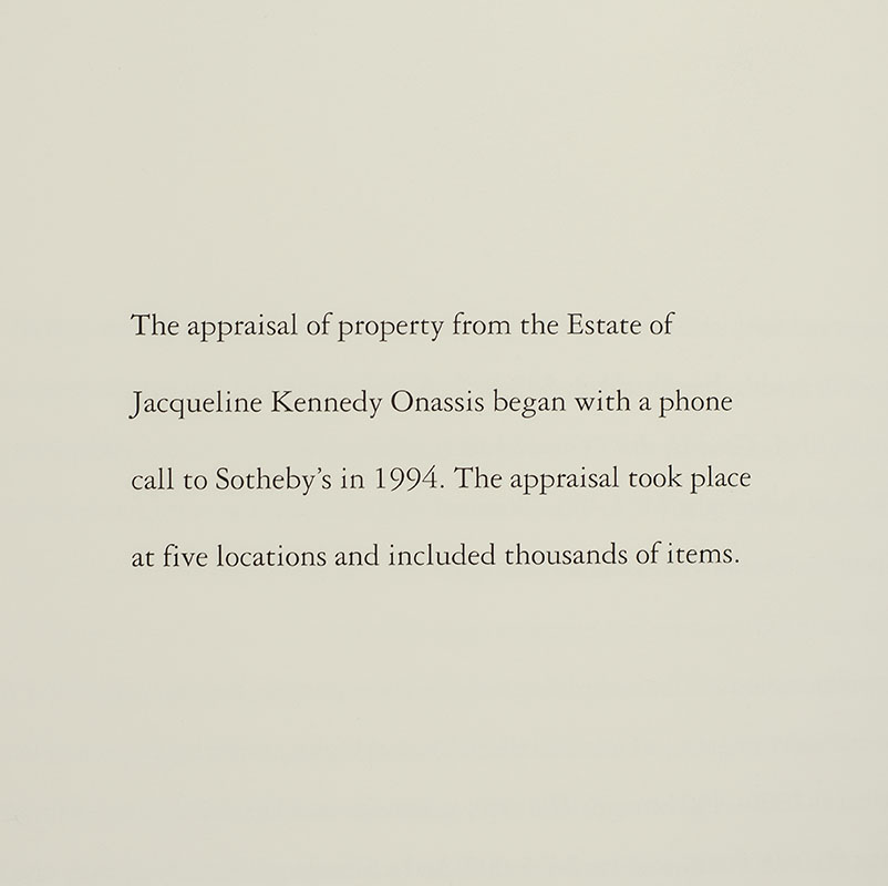 The Estate of Jacqueline Kennedy Onassis Sotheby's Auction Materials Collection.