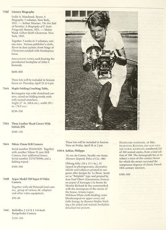 The Estate of Jacqueline Kennedy Onassis Sotheby's Auction Materials Collection.