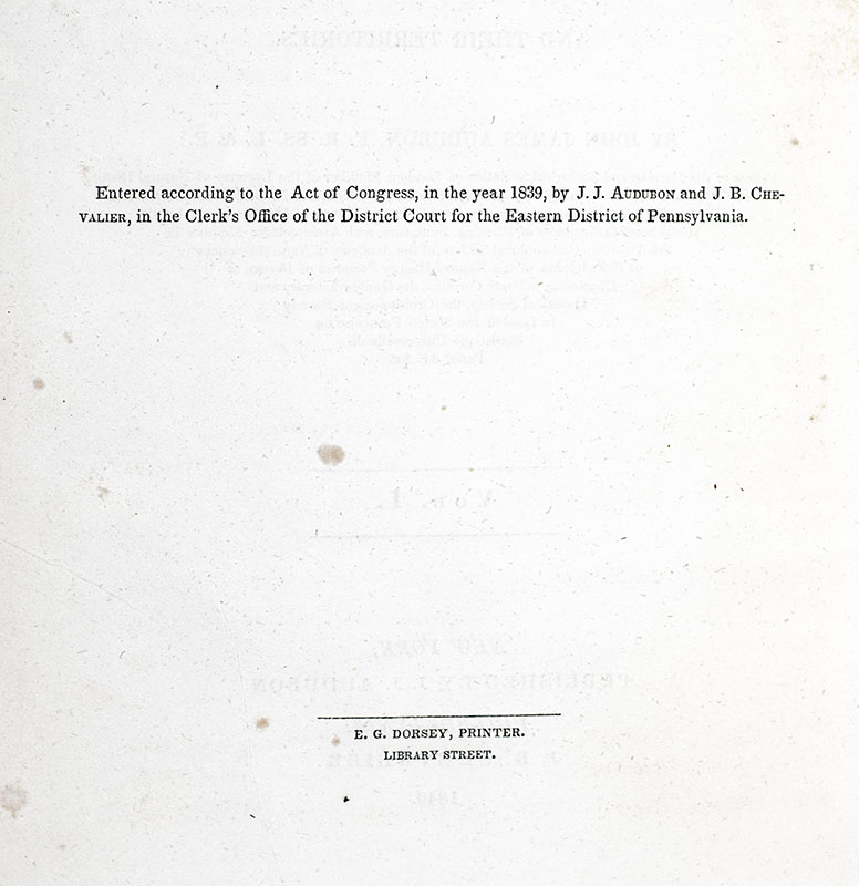 The Birds of America from Drawings Made in the United States and Their Territories.