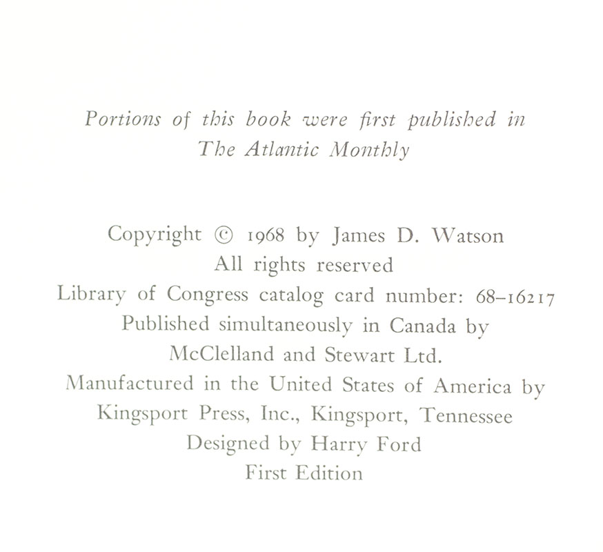The Double Helix: A Personal Account of the Discovery of the Structure of DNA.