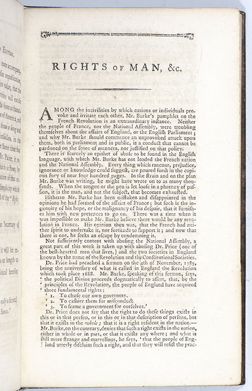 Rights of Man: Part the First Being An Answer to Mr. Burke’s Attack on the French Revolution and Part the Second Combining Principle and Practice.