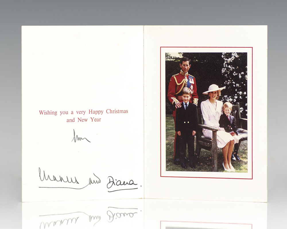Princess Diana and Prince Charles Signed Christmas Card.