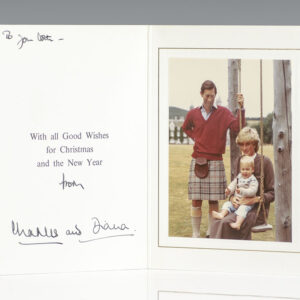 Princess Diana and Prince Charles Signed Christmas Card.