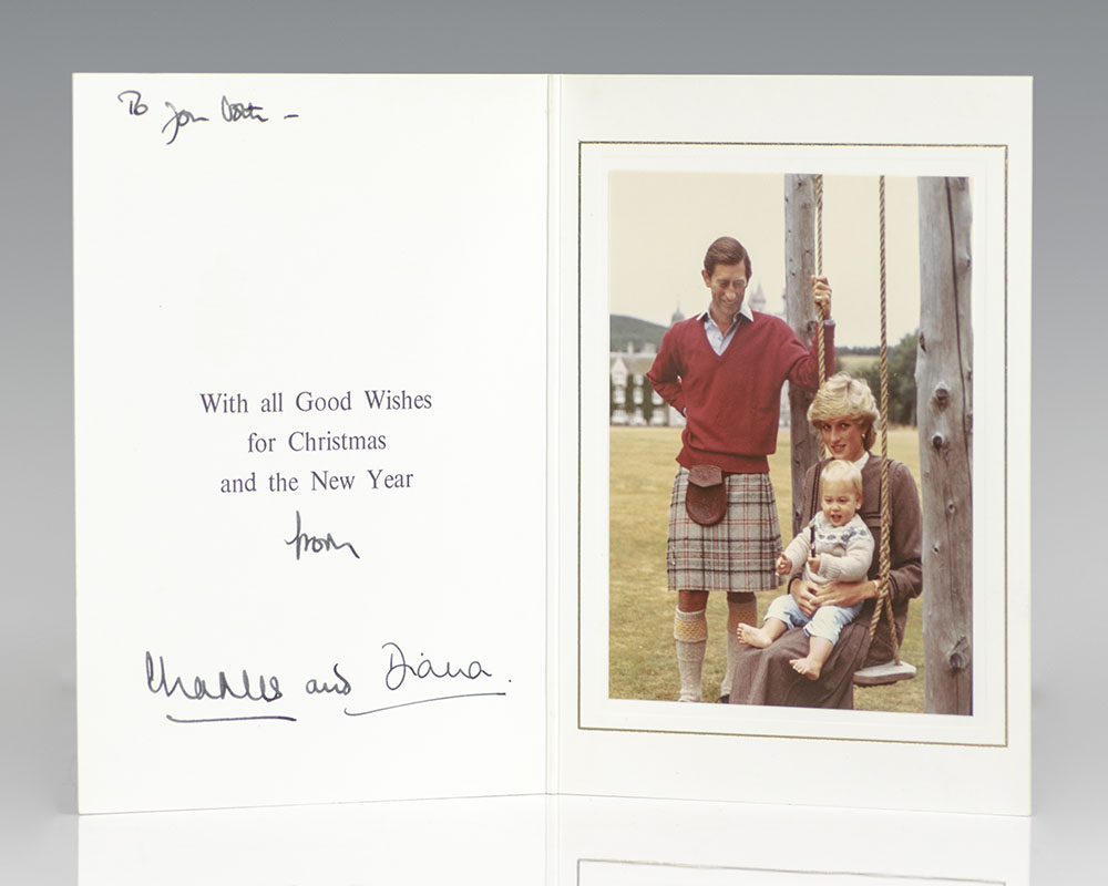 Princess Diana and Prince Charles Signed Christmas Card.