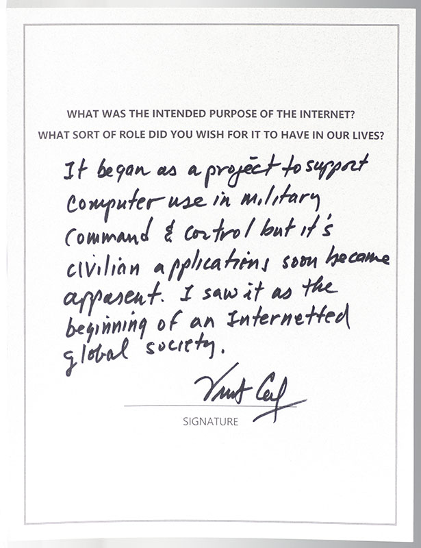 Vint Cerf Autograph Signed Note.