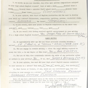 Jack Kerouac Autograph Questionnaire Signed.