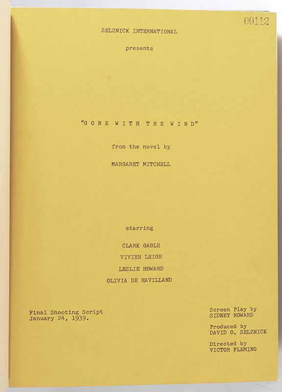 Gone With the Wind Signed Final Shooting Script.