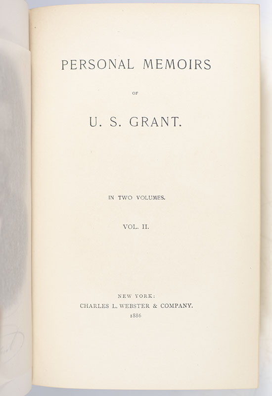 Personal Memoirs of U.S. Grant.