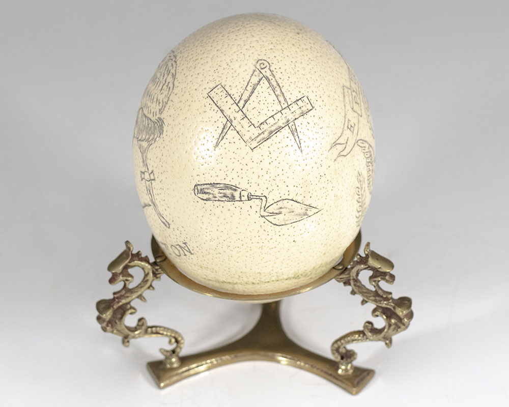 George Washington and Great Seal of the United States Engraved Ostrich Egg.