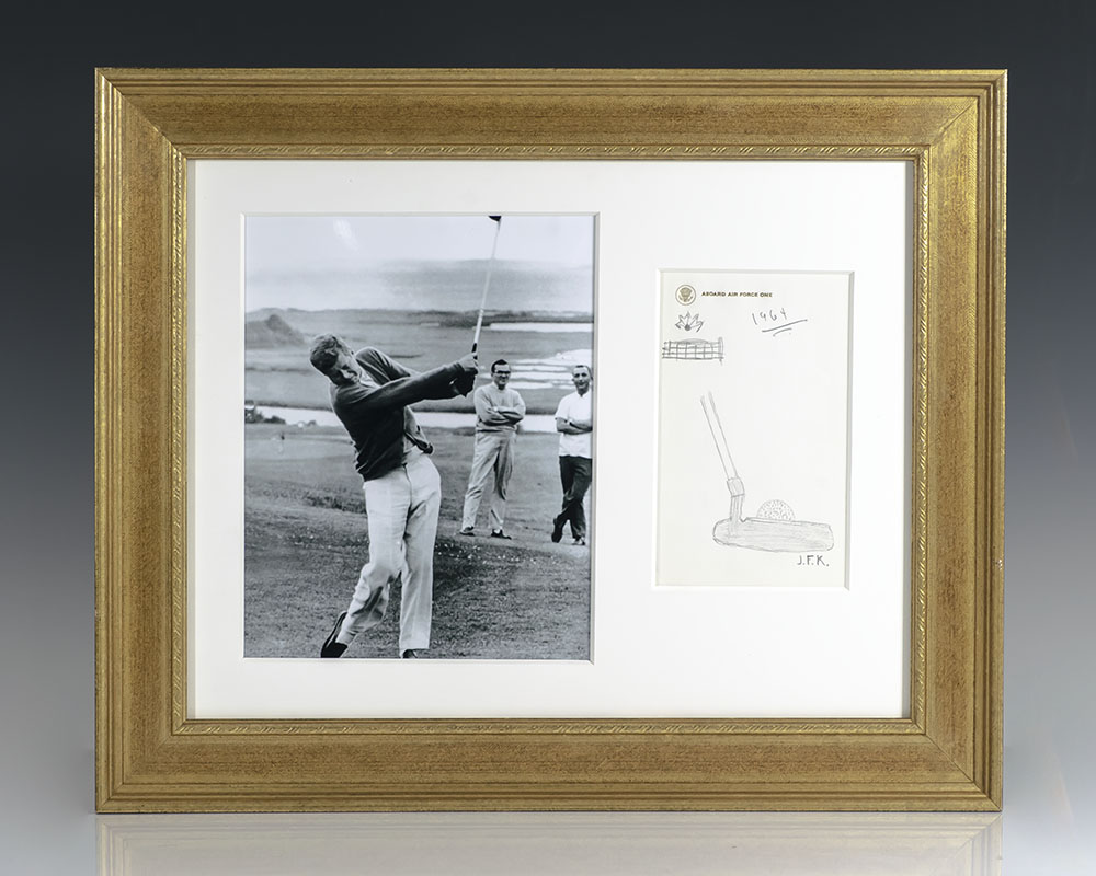 John F. Kennedy Signed Golf Drawing.