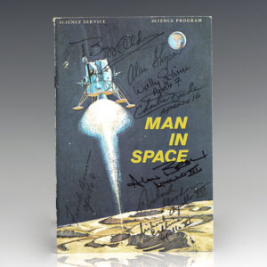 Buzz Aldrin, Alan Shepard, Wally Schirra, Charlie Duke, Alan Bean, Richard Gordon, Michael Collins and Frank Borman Signed Man In Space Program.