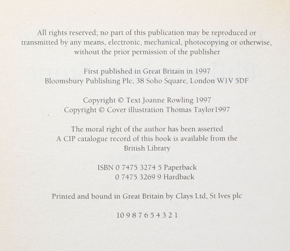 Harry Potter and the Philosopher’s Stone.