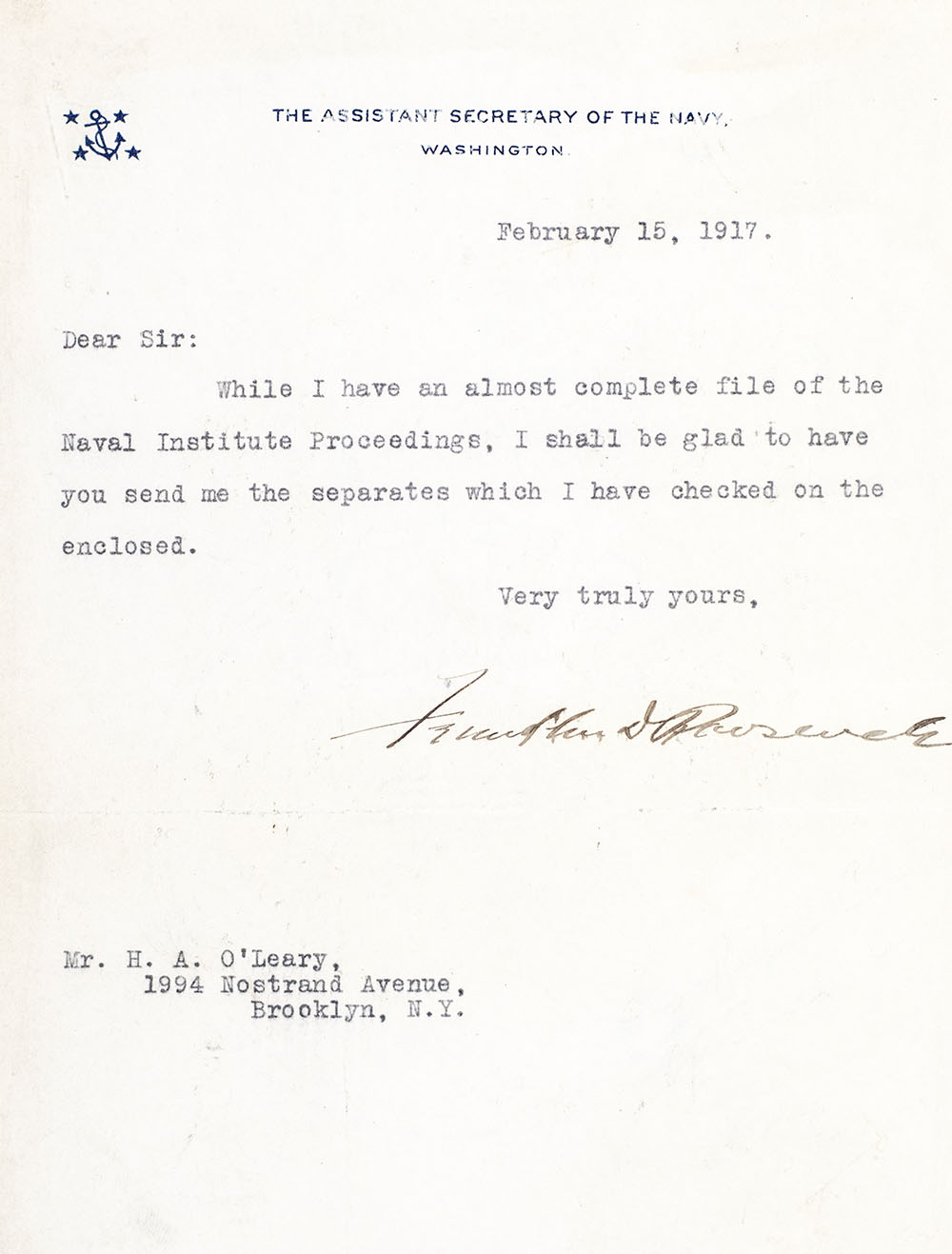 Autographs of the Presidents of the United States of America.