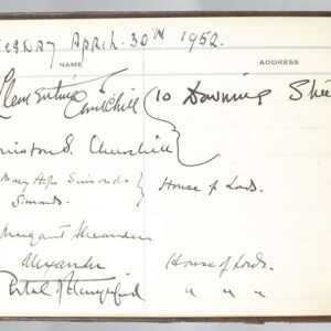 American Embassy in London Winston S. Churchill, Clementine Churchill, Elizabeth Queen Mother, Princess Margaret and Dwight D. Eisenhower Signed Guestbook.