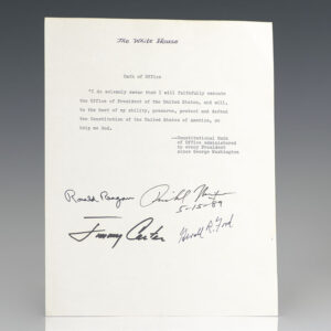 Constitutional Oath of Office Presidential Signed Document.