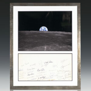 Neil Armstrong, John Glenn, Michael Collins, and Wernher von Braun Signed Earthrise Photograph.