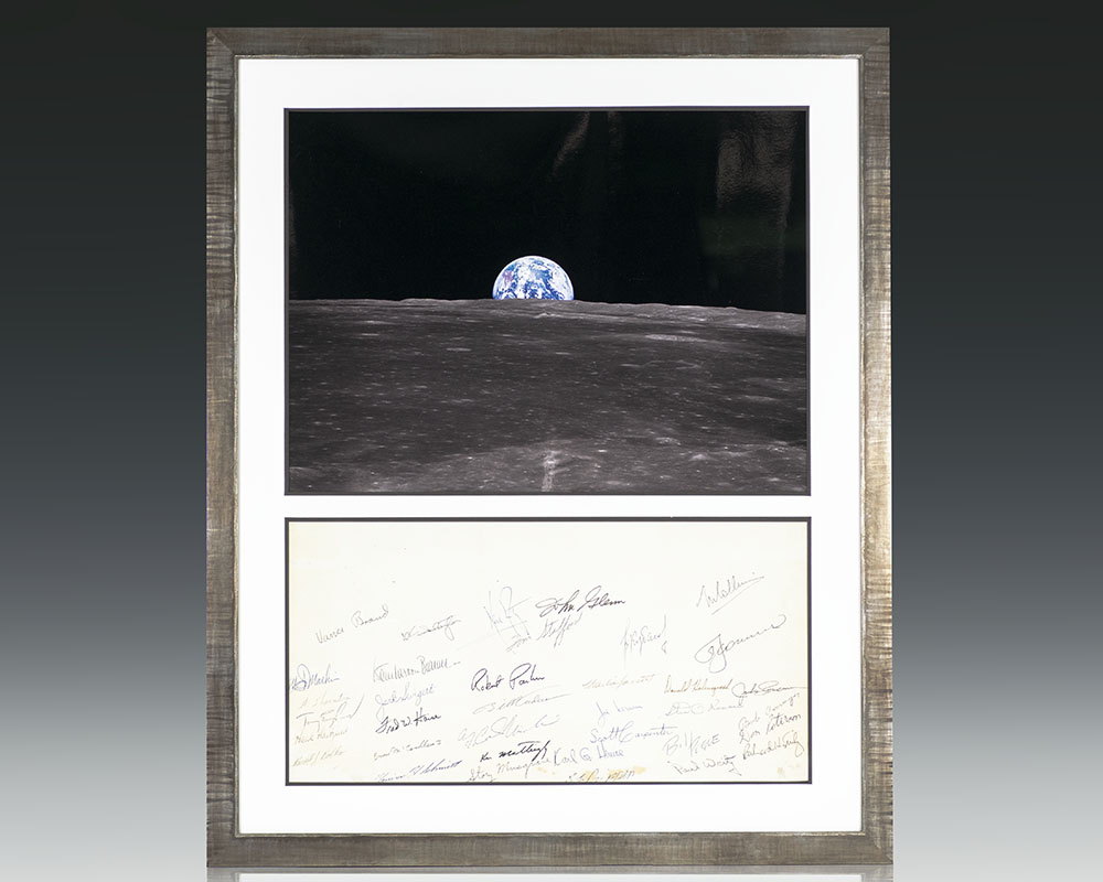 Neil Armstrong, John Glenn, Michael Collins, and Wernher von Braun Signed Earthrise Photograph.