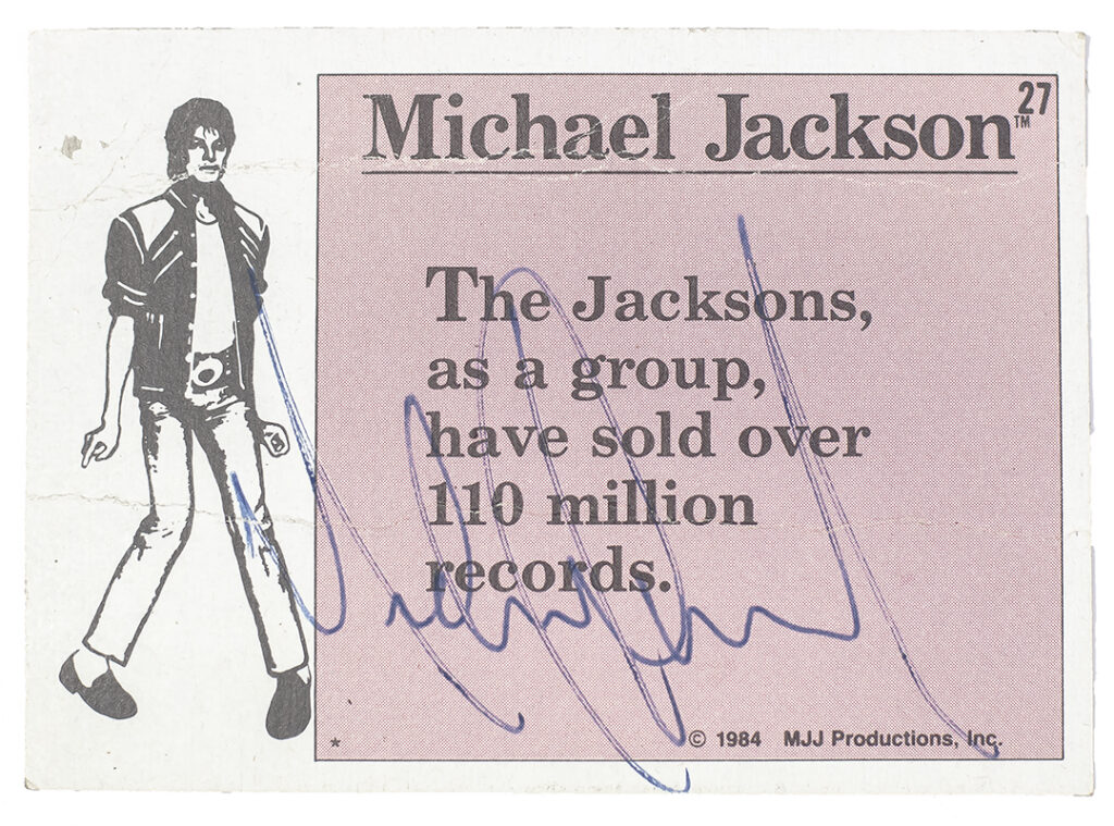 Michael Jackson Signed Collectible Trading Card.