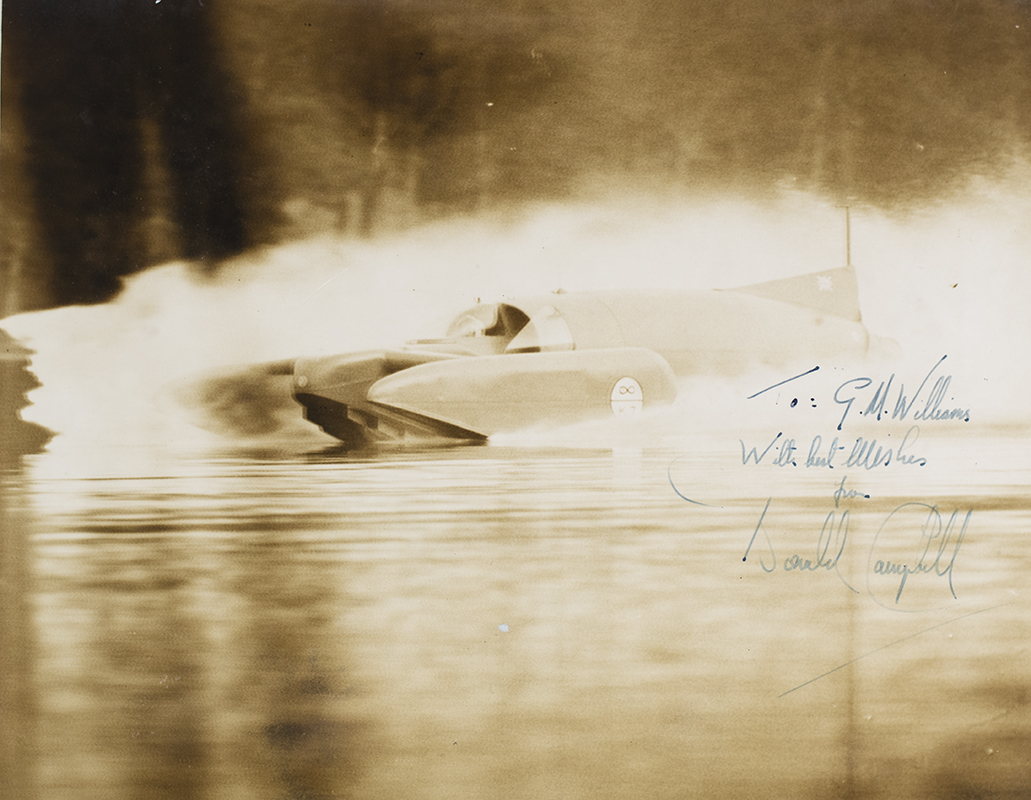 Donald Campbell Signed Bluebird K7 Photograph.