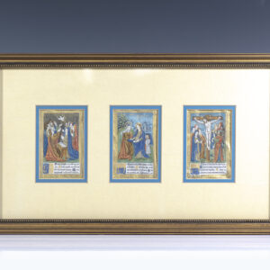 Illuminated 16th Century French Book of Hours Leaves.