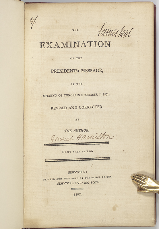 The Examination of the President's Message at the Opening of Congress December 7, 1801.