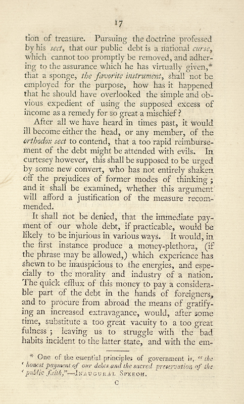 The Examination of the President's Message at the Opening of Congress December 7, 1801.