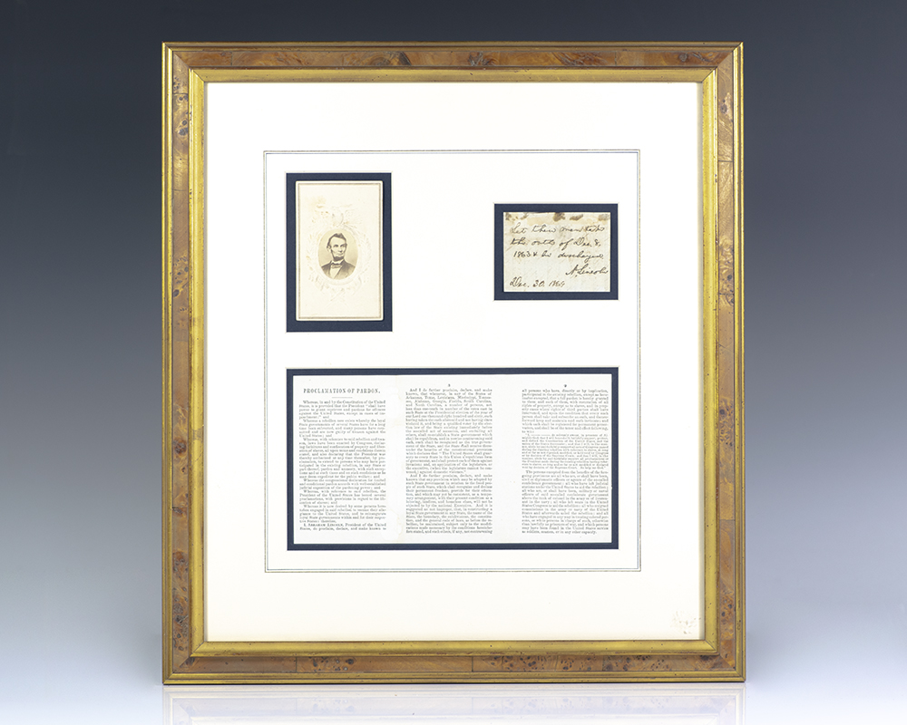 Abraham Lincoln Amnesty Proclamation and Signed Pardon of December 8, 1863.