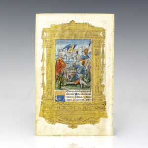 Illuminated 16th Century French Book of Hours Manuscript Leaf. [The Annunciation of the Shepherds].