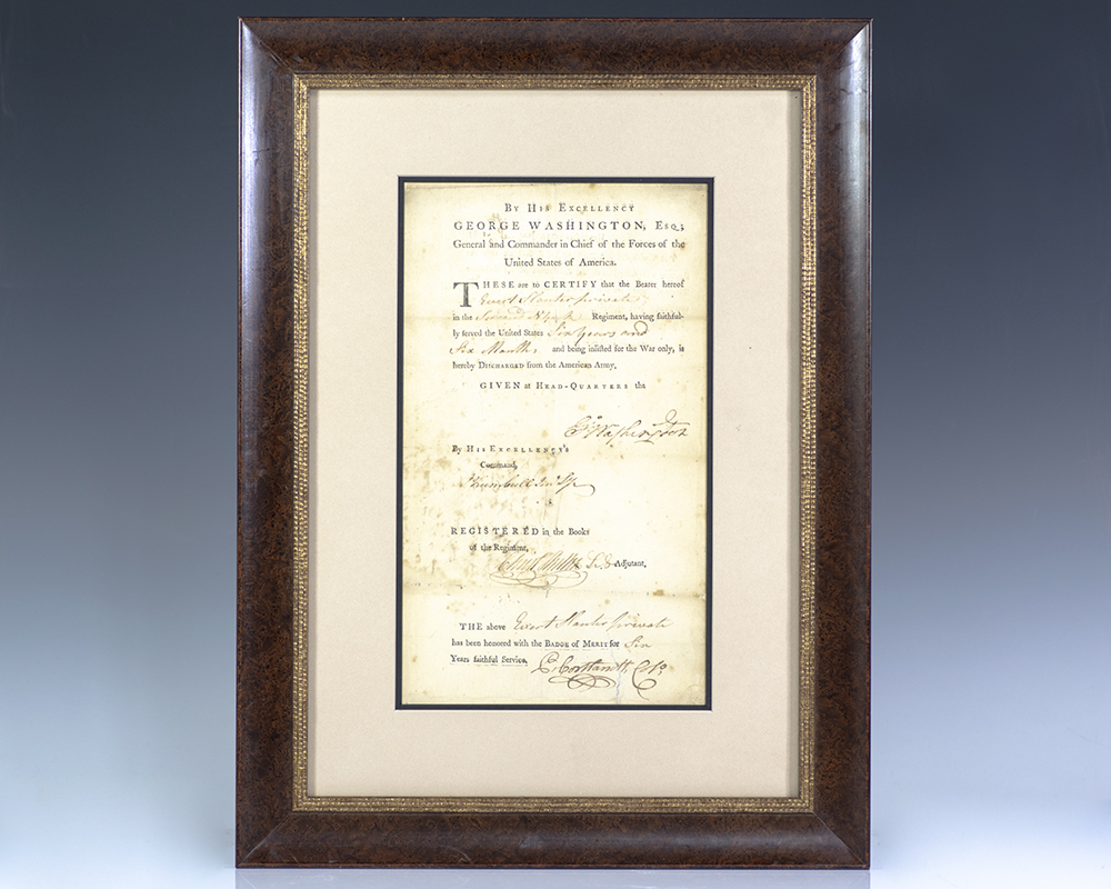 George Washington Signed Revolutionary War Discharge Certificate.