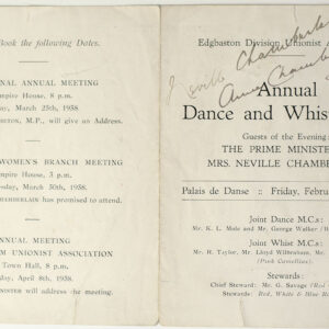 Neville Chamberlain Signed Unionist Program.