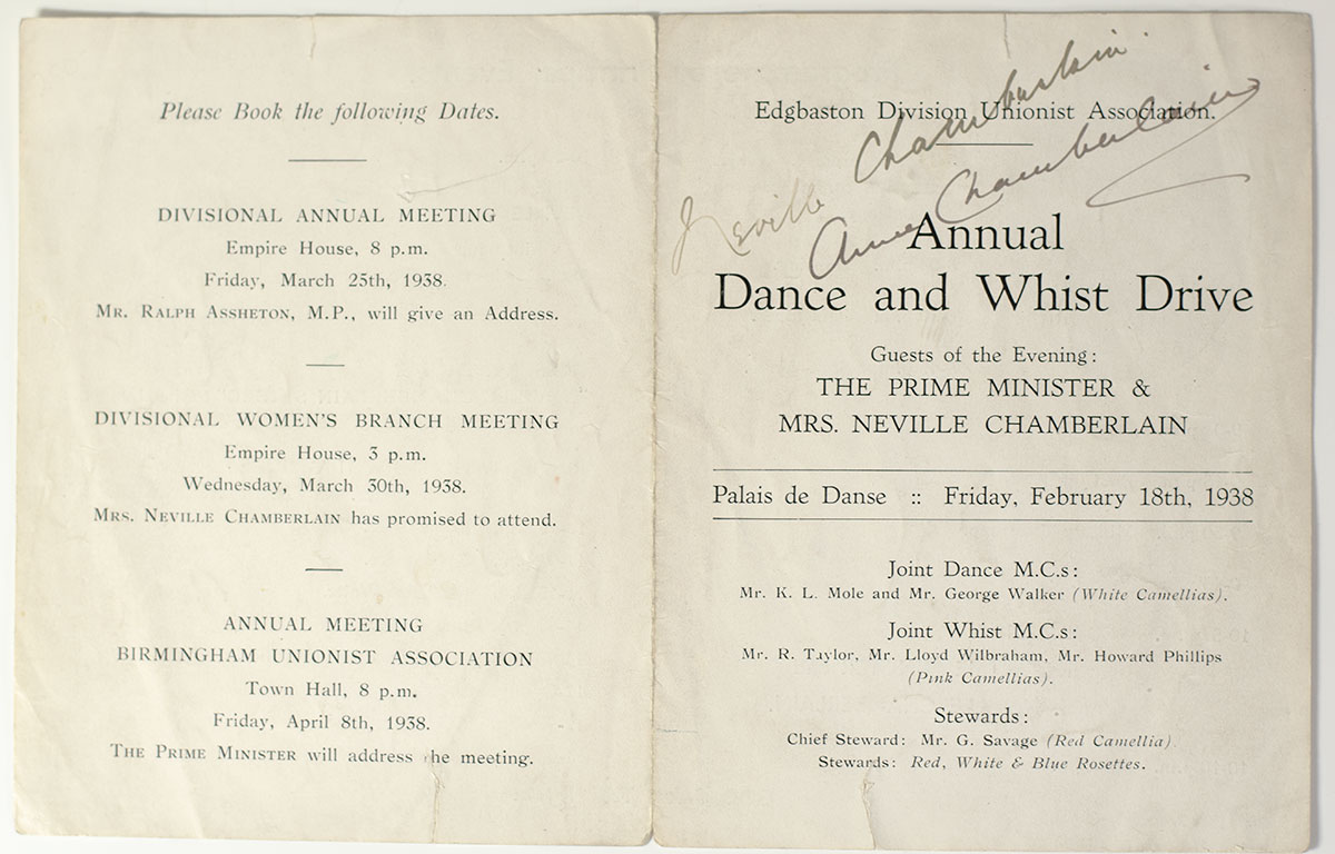 Neville Chamberlain Signed Unionist Program.