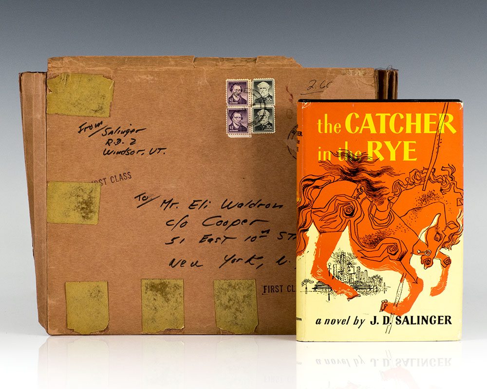 File folder envelope hand-written and addressed by J.D. Salinger to fellow writer and friend Eli Waldron