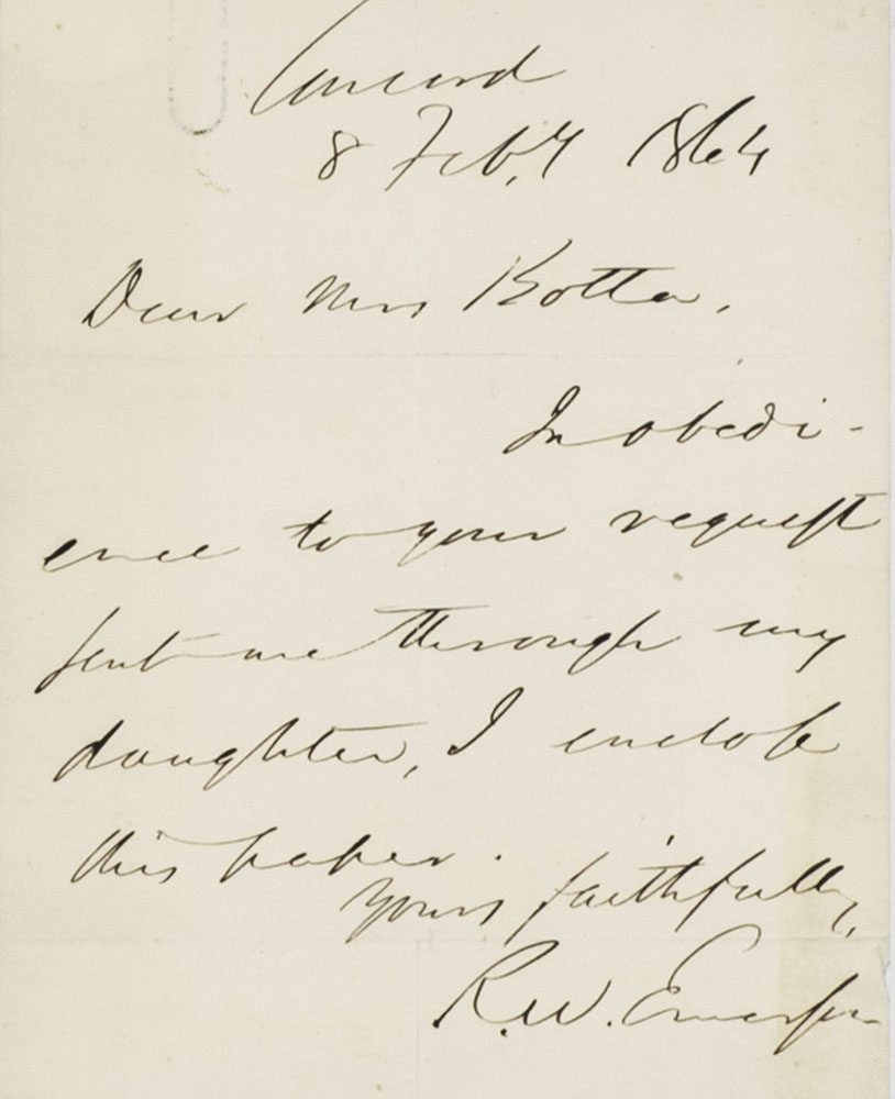 Ralph Waldo Emerson Autographed Signed Letter.