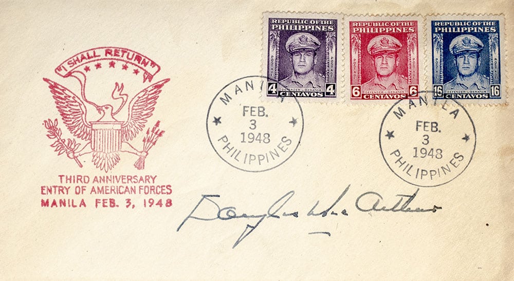 Douglas MacArthur Signed First Day Cover.