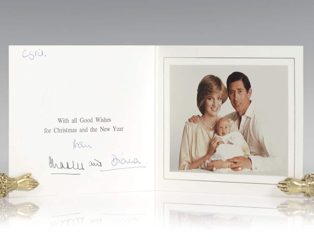 Princess Diana and Prince Charles Signed Christmas Card.