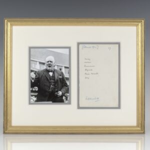 Winston S. Churchill Autograph Note Signed.
