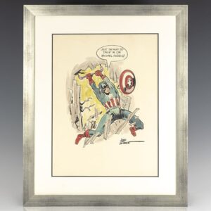 Original Signed Captain America Comic Illustration.