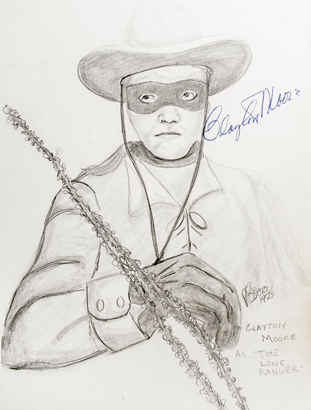 Clayton Moore Signed P.B. Socci Sketch.