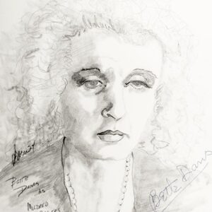 Bette Davis Signed P.B. Socci Sketch.