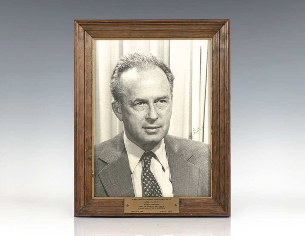 Yitzhak Rabin Signed Photograph.