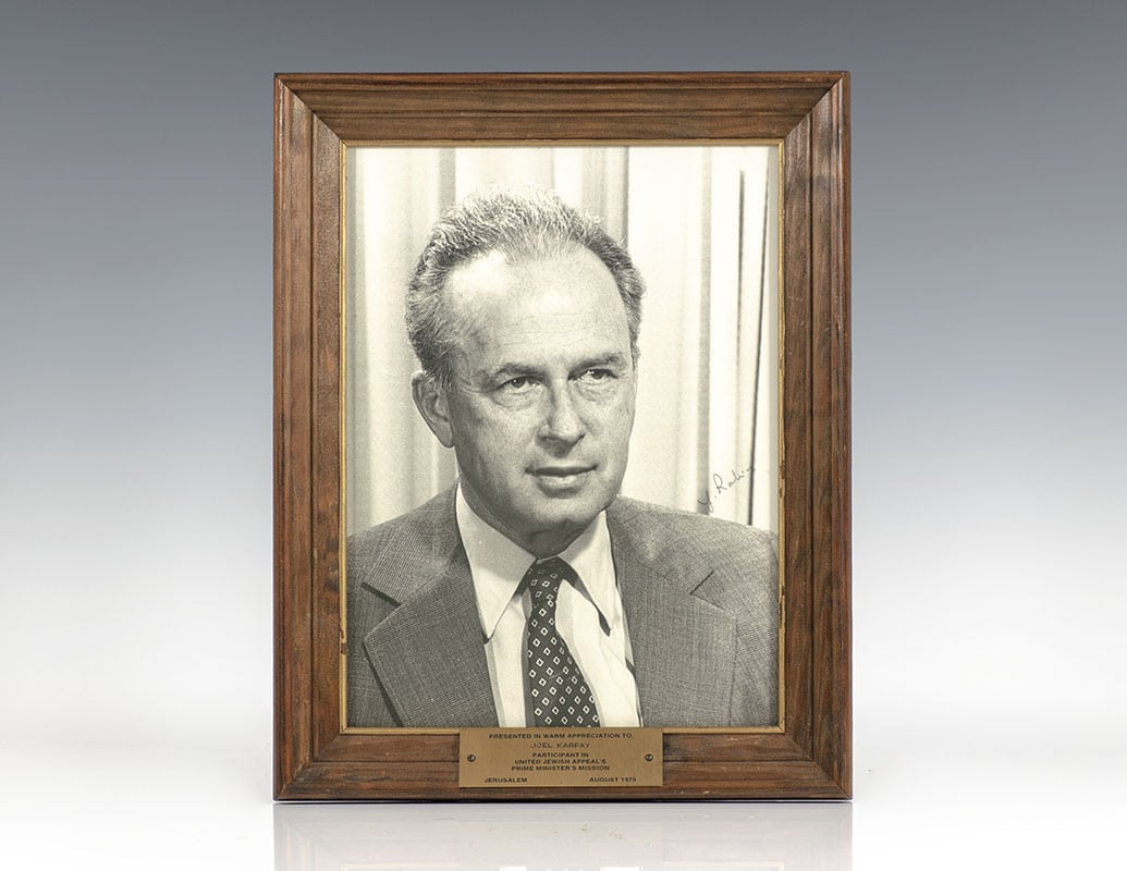 Yitzhak Rabin Signed Photograph.